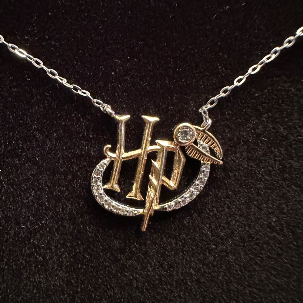 Harry Potter HP logo necklace with mini snitch